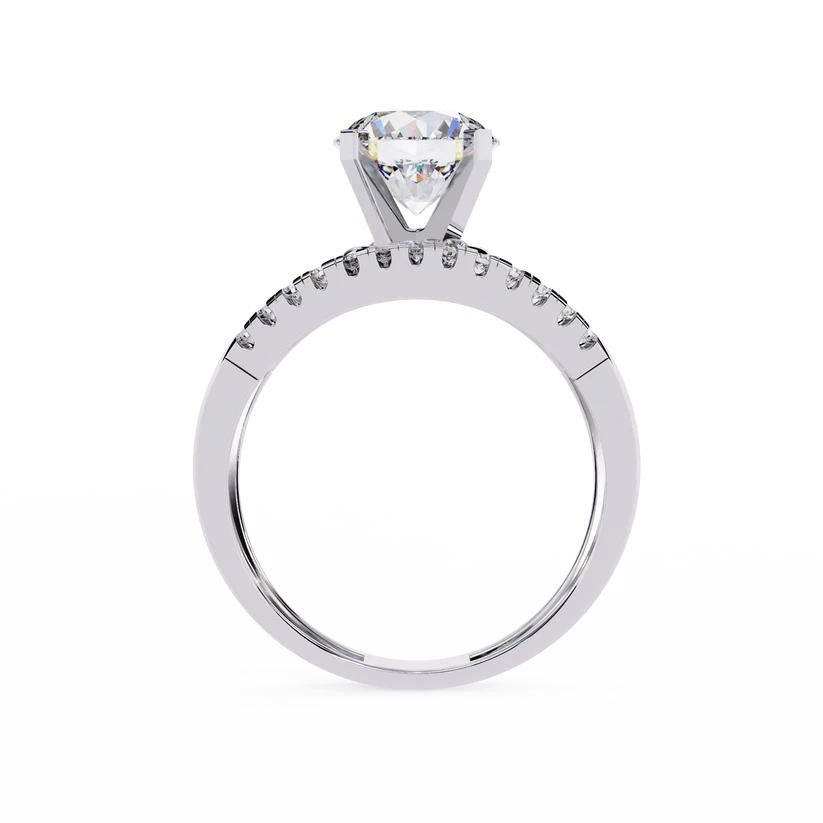 Twisted Infinity Diamond Solitaire Gold Ring – Brilliant Round Center Diamond with Pavé Band