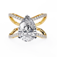 Elegant Pear-Cut Diamond Infinity Gold Engagement Ring – Pavé Diamond Split-Shank Ring