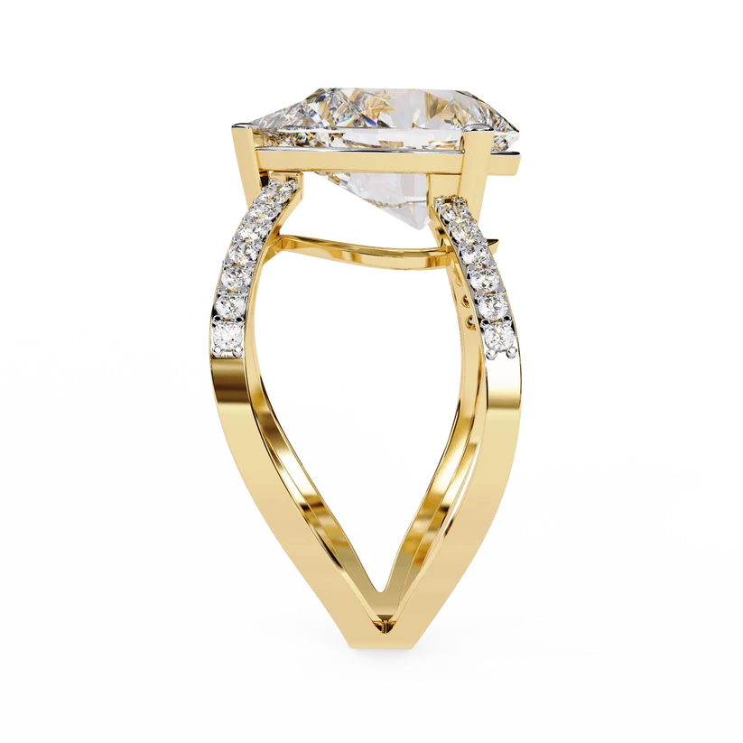 Elegant Pear-Cut Diamond Infinity Gold Engagement Ring – Pavé Diamond Split-Shank Ring
