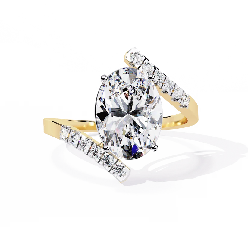 Celestia Oval Diamond Pave Split Shank Ring