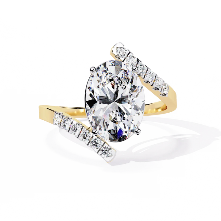 Celestia Oval Diamond Pave Split Shank Ring