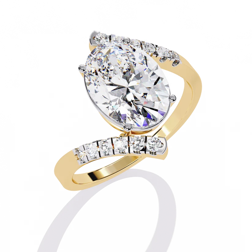 Celestia Oval Diamond Pave Split Shank Ring