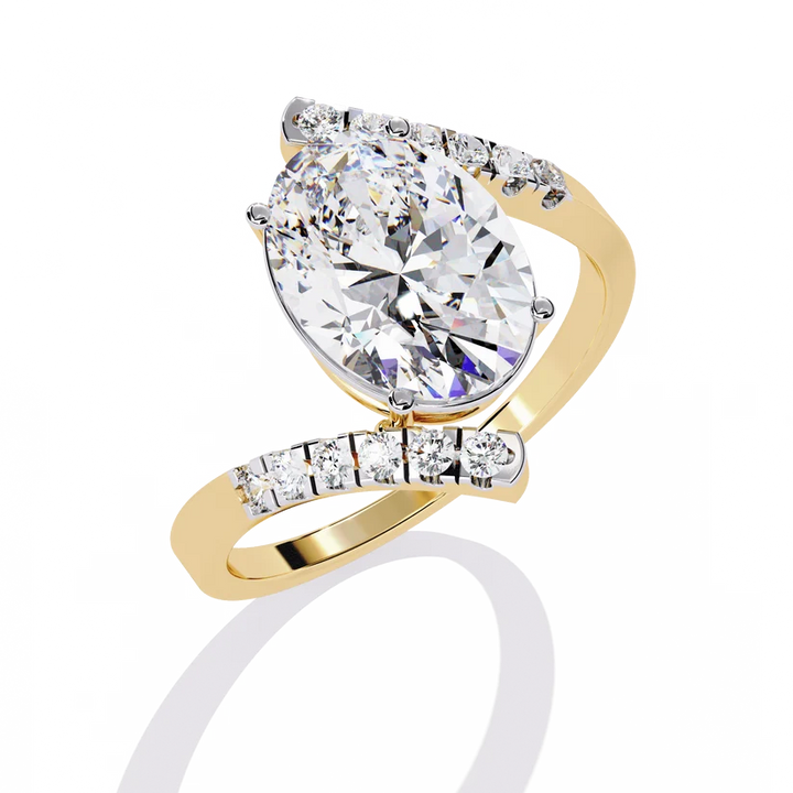 Celestia Oval Diamond Pave Split Shank Ring