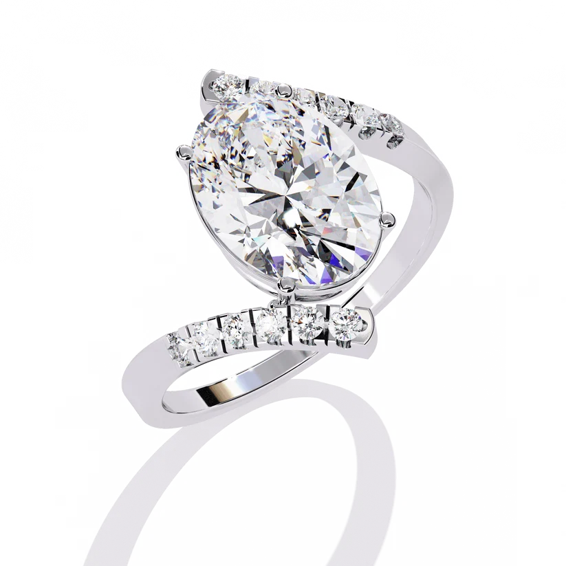 Celestia Oval Diamond Pave Split Shank Ring