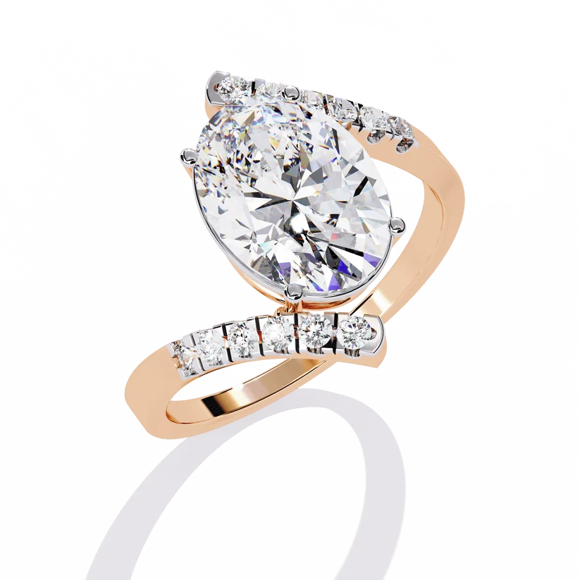 Celestia Oval Diamond Pave Split Shank Ring