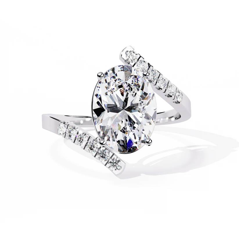 Celestia Oval Diamond Pave Split Shank Ring