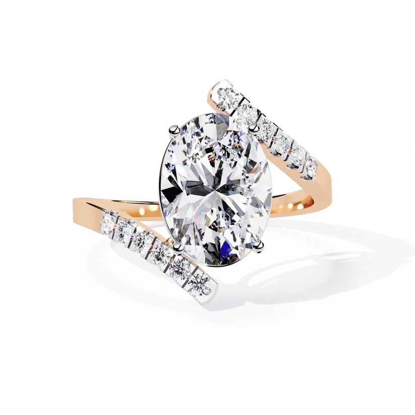 Celestia Oval Diamond Pave Split Shank Ring