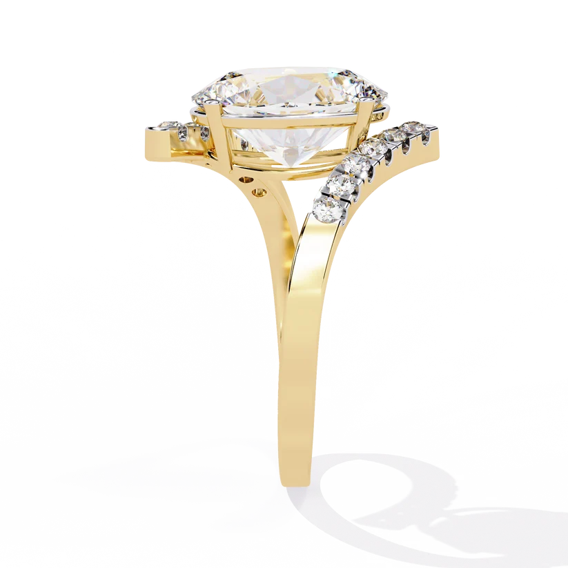 Celestia Oval Diamond Pave Split Shank Ring