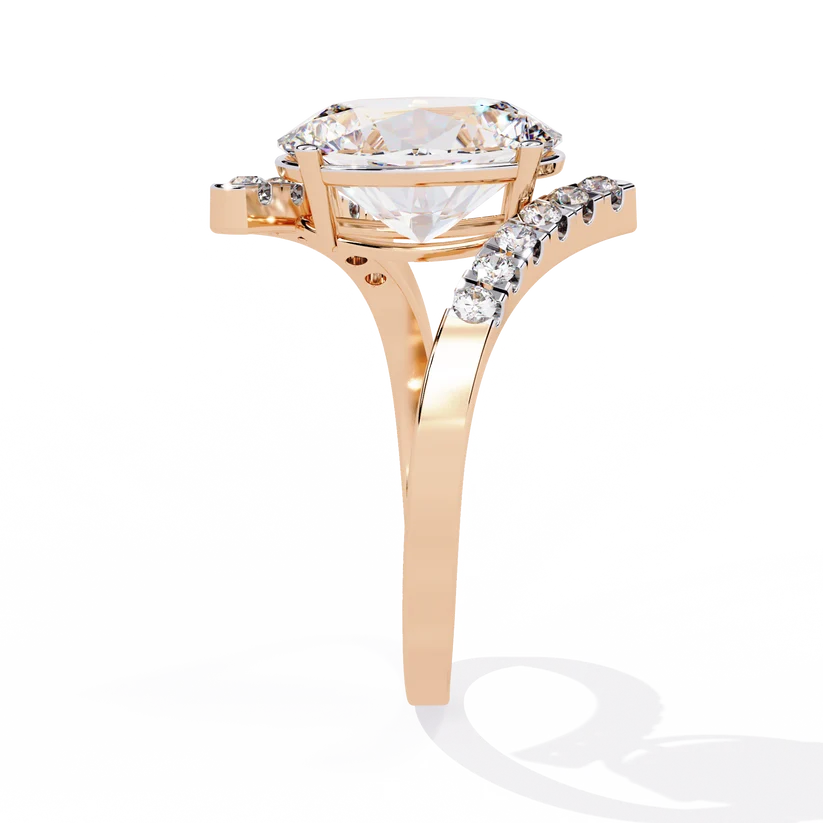 Celestia Oval Diamond Pave Split Shank Ring