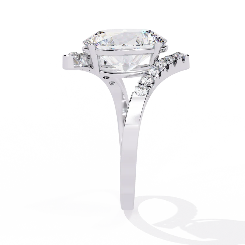 Celestia Oval Diamond Pave Split Shank Ring