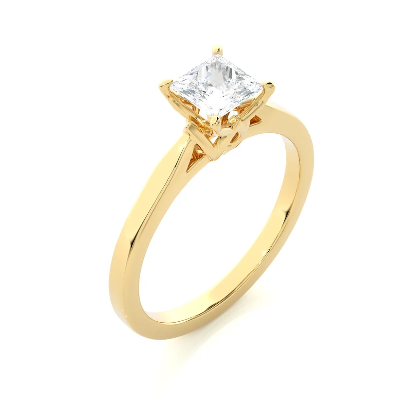 Princess Cut Diamond Solitaire Engagement Ring in Solid 10K/14K/18K Gold