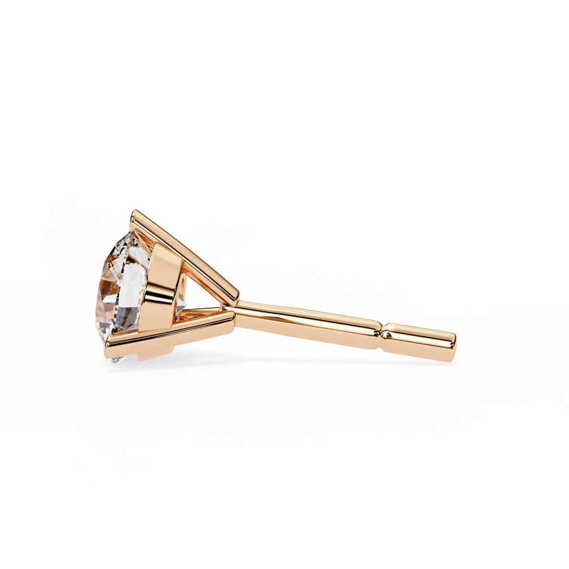 Classic Round Brilliant Diamond Solitaire Stud Earrings in Gold