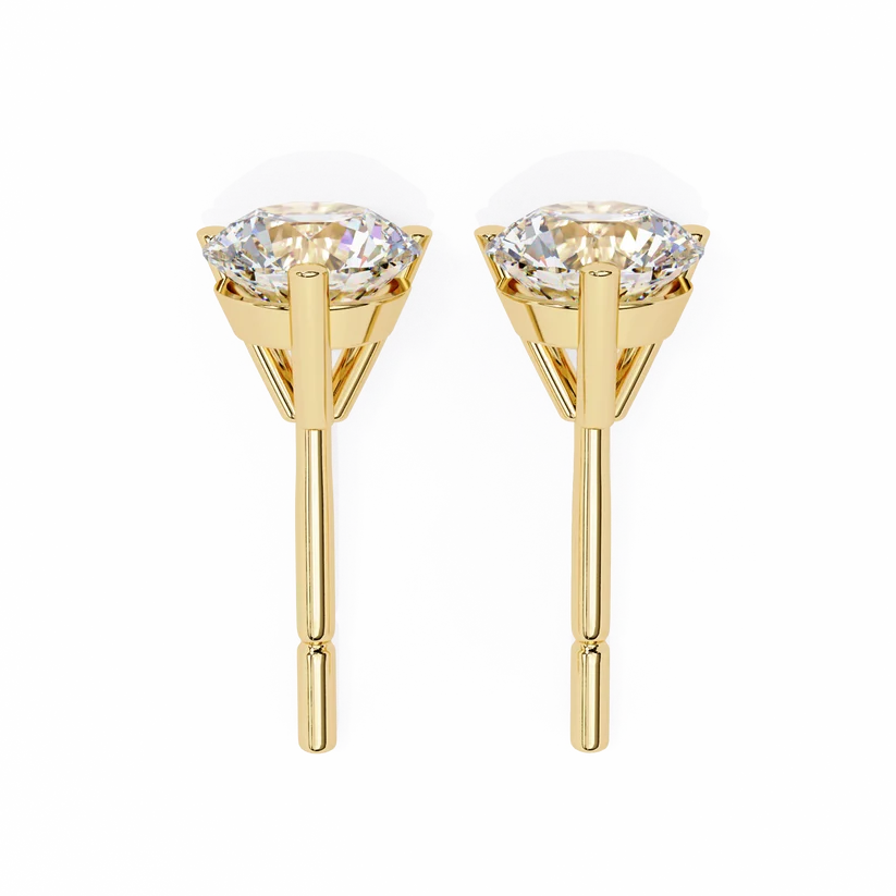 Classic Round Brilliant Diamond Solitaire Stud Earrings in Gold