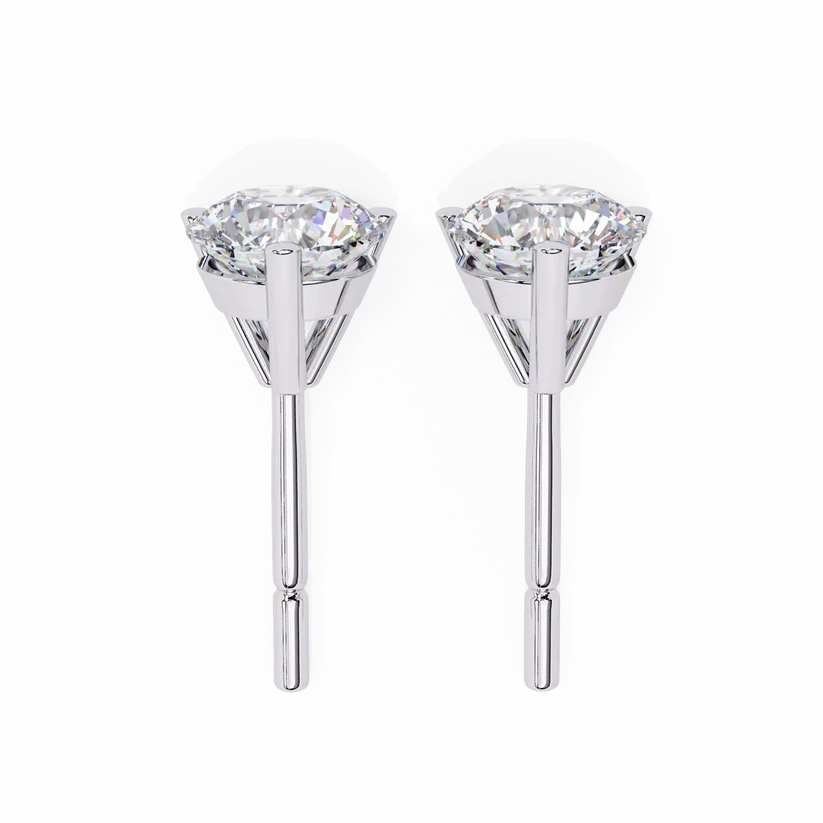 Classic Round Brilliant Diamond Solitaire Stud Earrings in Gold