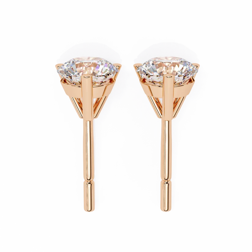 Classic Round Brilliant Diamond Solitaire Stud Earrings in Gold