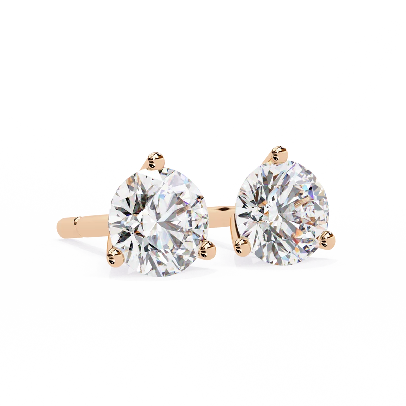 Classic Round Brilliant Diamond Solitaire Stud Earrings in Gold