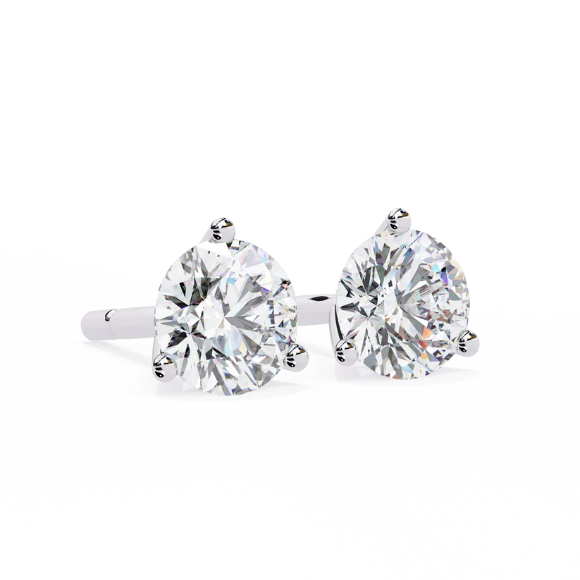 Classic Round Brilliant Diamond Solitaire Stud Earrings in Gold