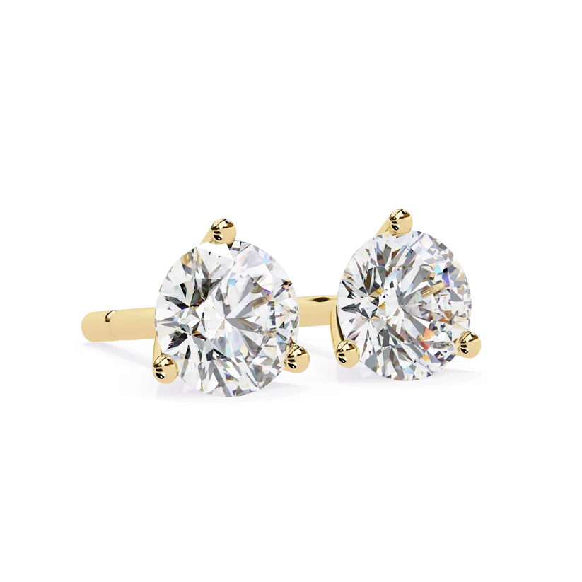 Classic Round Brilliant Diamond Solitaire Stud Earrings in Gold