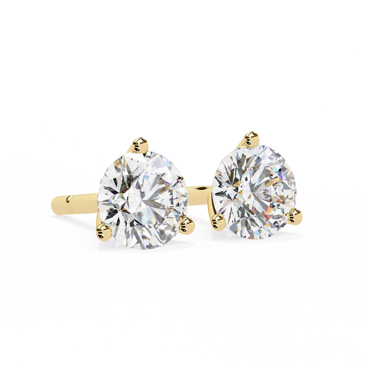 Classic Round Brilliant Diamond Solitaire Stud Earrings in Gold