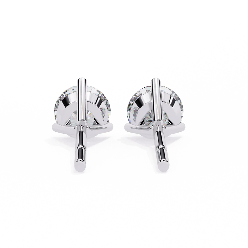 Classic Round Brilliant Diamond Solitaire Stud Earrings in Gold