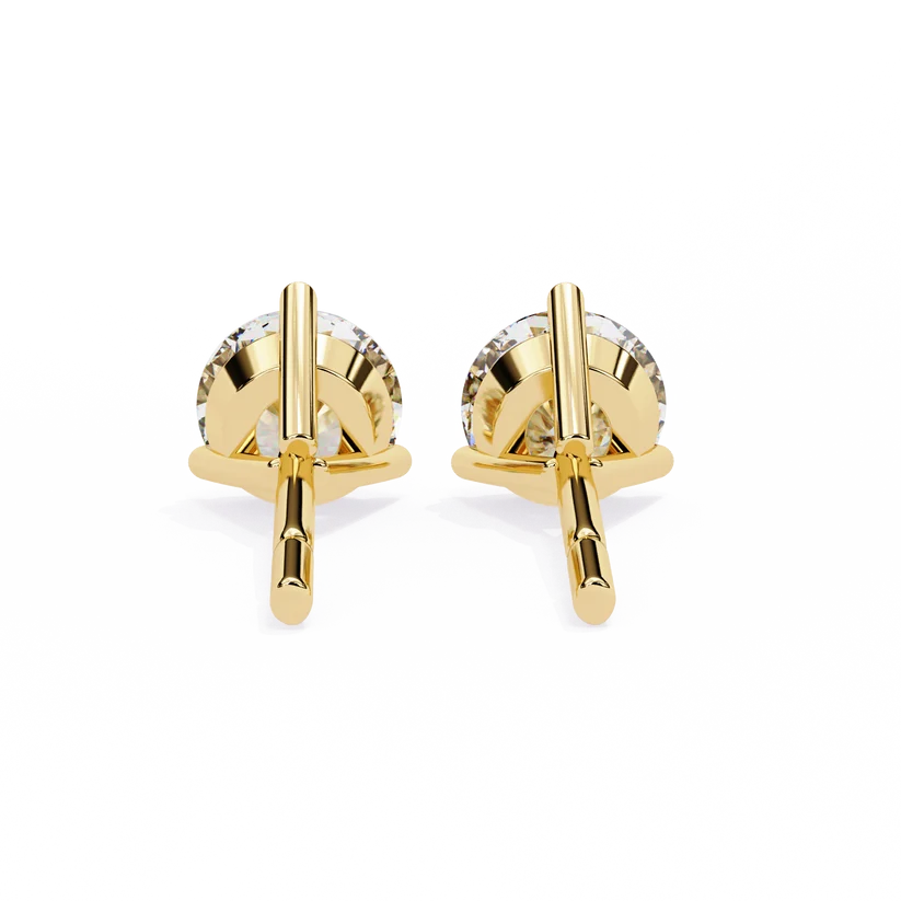 Classic Round Brilliant Diamond Solitaire Stud Earrings in Gold