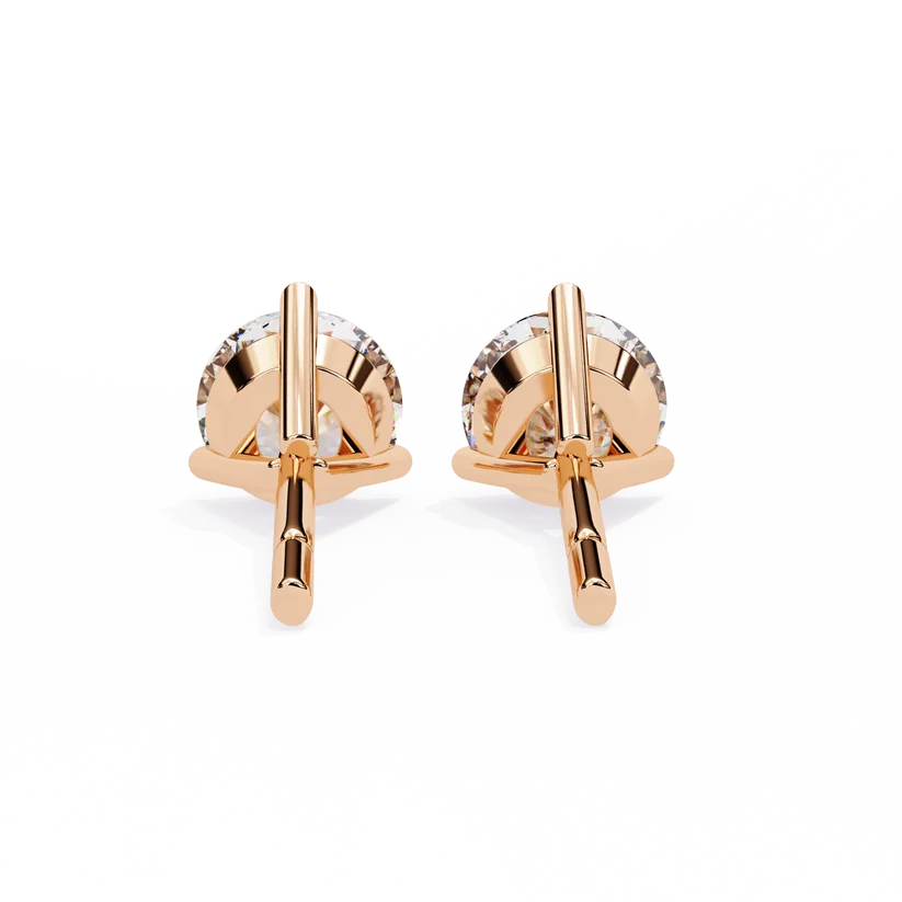 Classic Round Brilliant Diamond Solitaire Stud Earrings in Gold