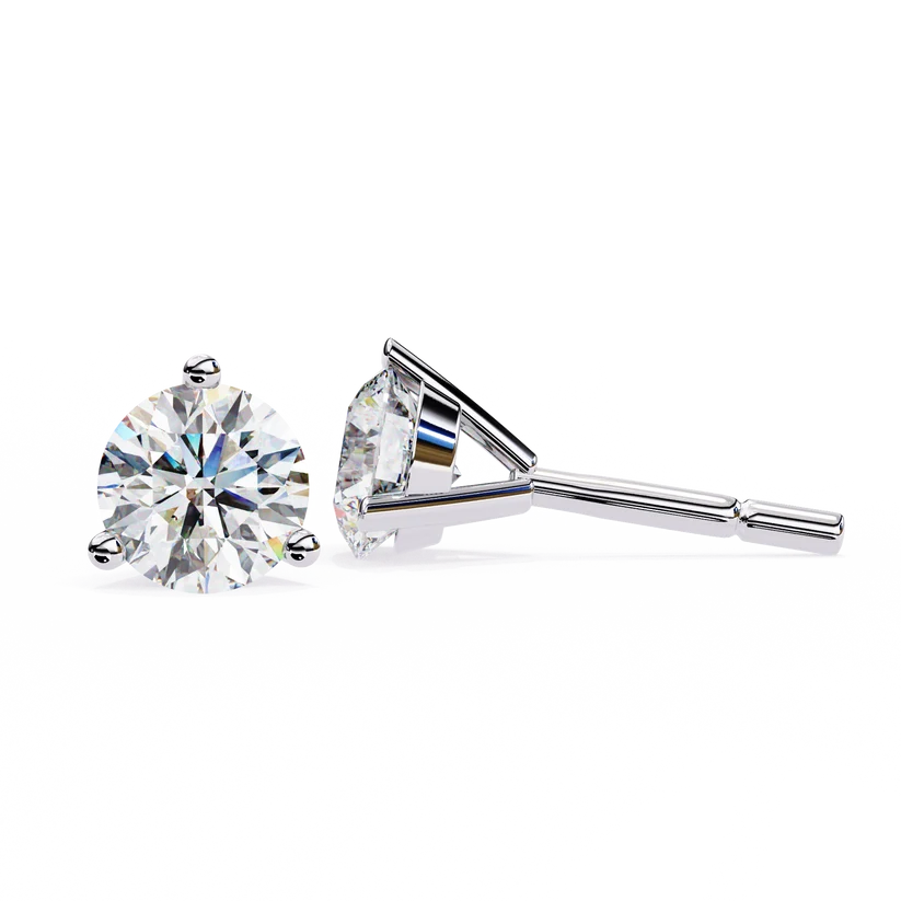 Classic Round Brilliant Diamond Solitaire Stud Earrings in Gold