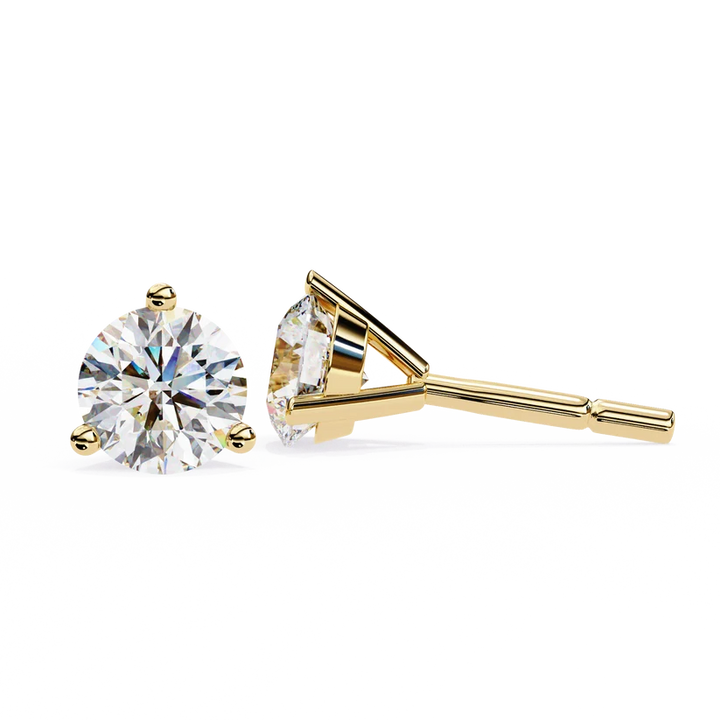 Classic Round Brilliant Diamond Solitaire Stud Earrings in Gold