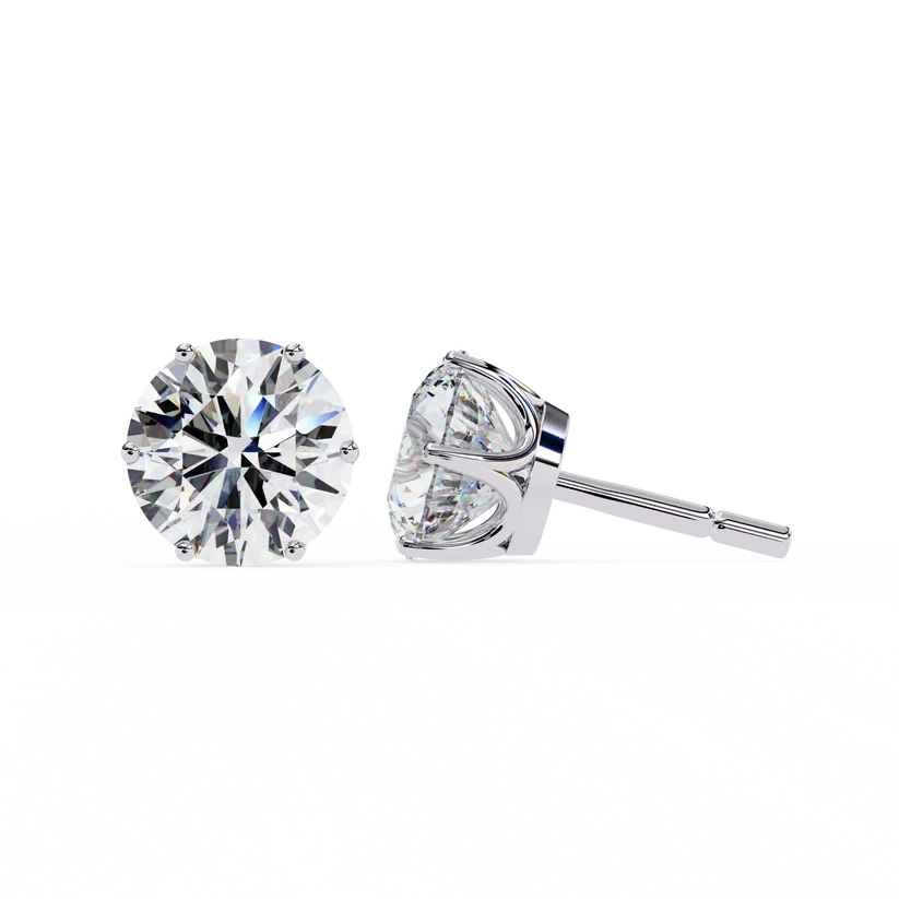 Classic Round Brilliant Solitaire Diamond Stud Earrings