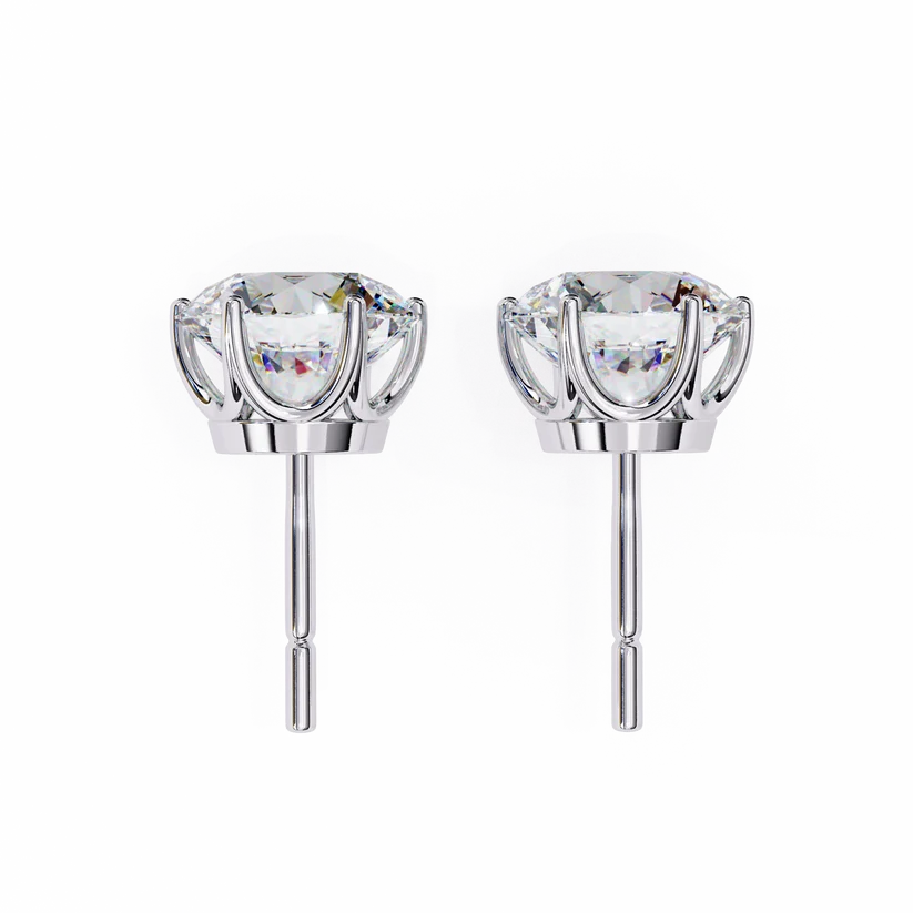 Classic Round Brilliant Solitaire Diamond Stud Earrings