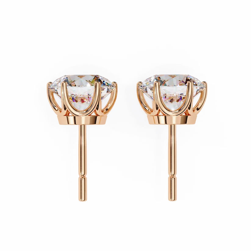 Classic Round Brilliant Solitaire Diamond Stud Earrings