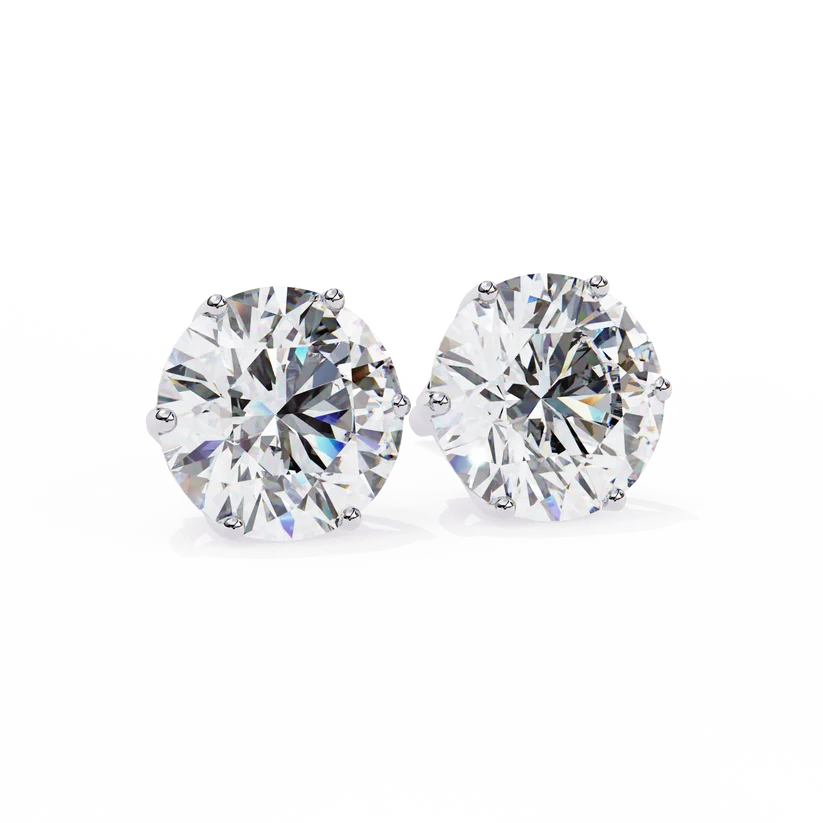 Classic Round Brilliant Solitaire Diamond Stud Earrings