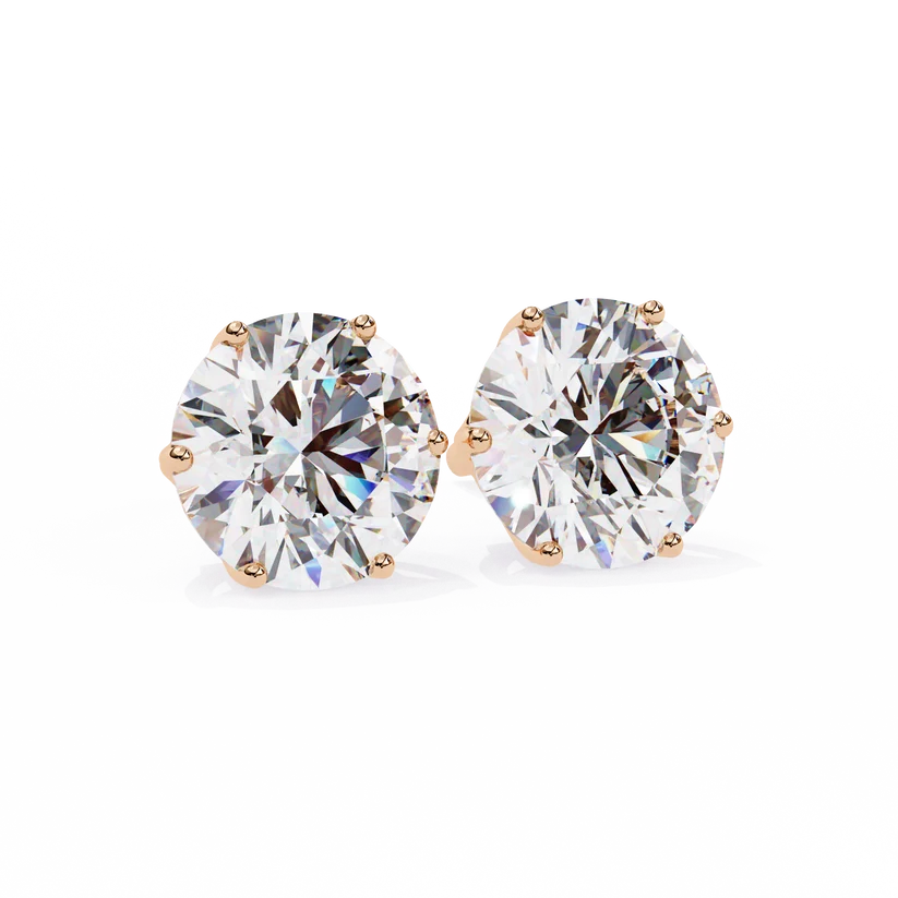 Classic Round Brilliant Solitaire Diamond Stud Earrings