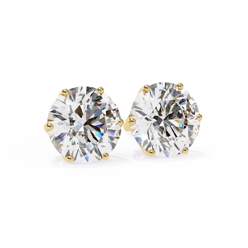 Classic Round Brilliant Solitaire Diamond Stud Earrings