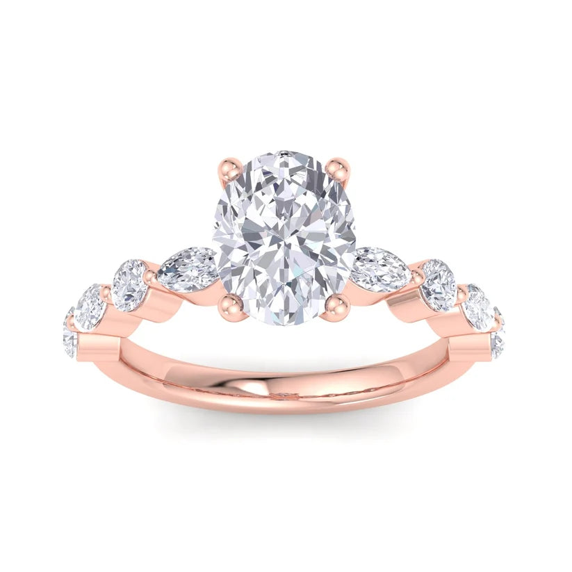 Elegant Oval Cut Diamond Halo Gold Ring