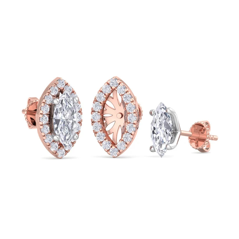 Aurelia Marquise-Cut Diamond Halo Stud Earrings