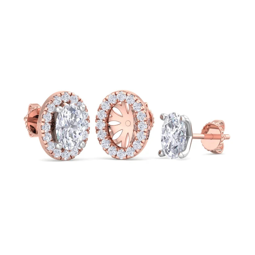 Celeste Oval-Cut Diamond Halo Stud Earrings