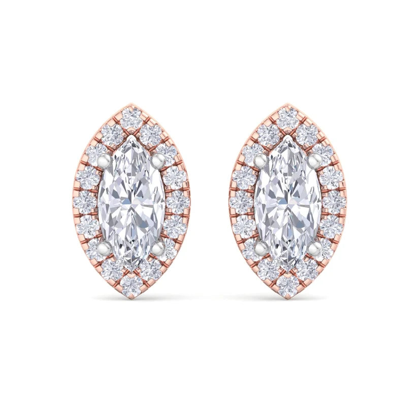 Aurelia Marquise-Cut Diamond Halo Stud Earrings