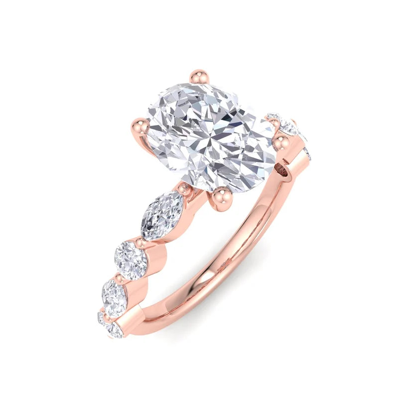 Elegant Oval Cut Diamond Halo Gold Ring