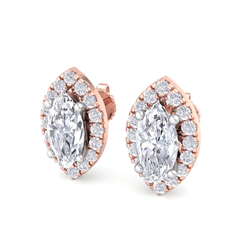 Aurelia Marquise-Cut Diamond Halo Stud Earrings