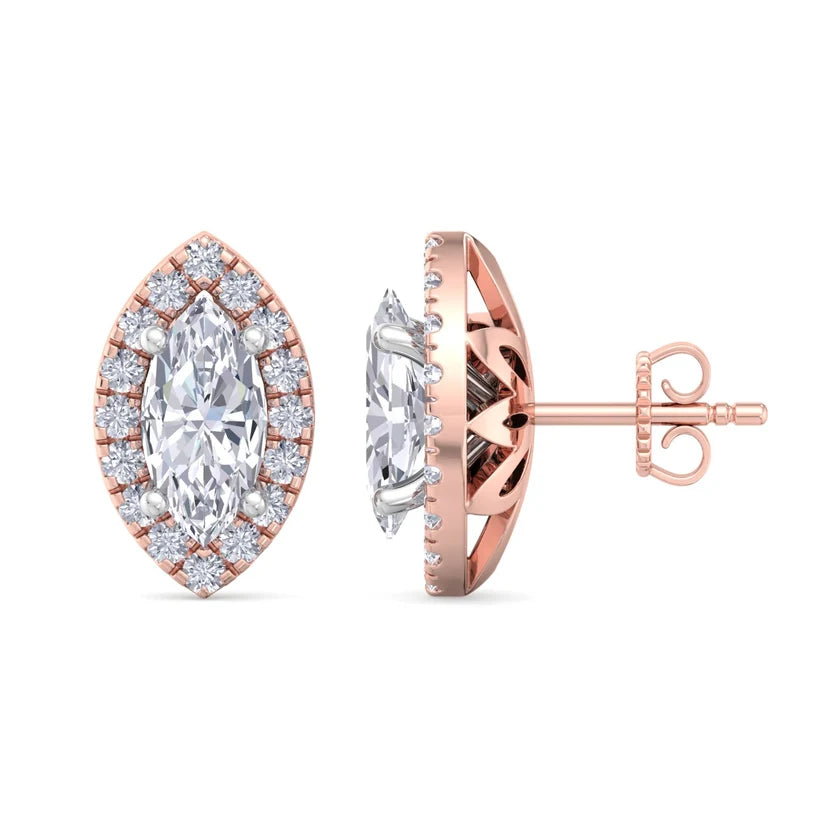 Aurelia Marquise-Cut Diamond Halo Stud Earrings