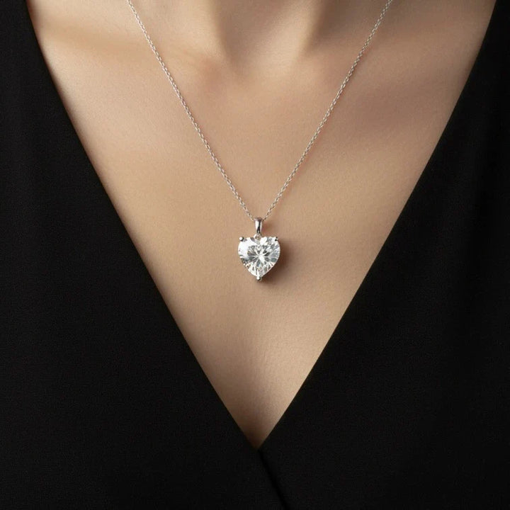 Heart-Shaped Diamond Pendant Set for Women Made With Pure 925 Silver