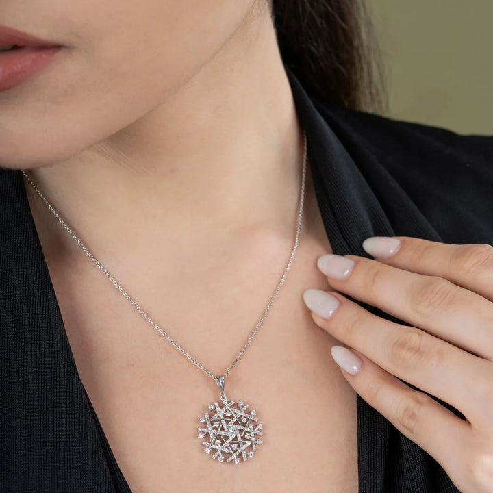 Diamond Snowflake Pendant Necklace Made With Pure 925 Silver