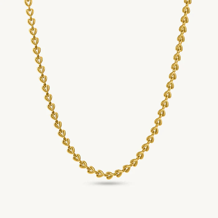 Heart Link Chain Necklace in 10K / 14K / 18K Yellow Gold