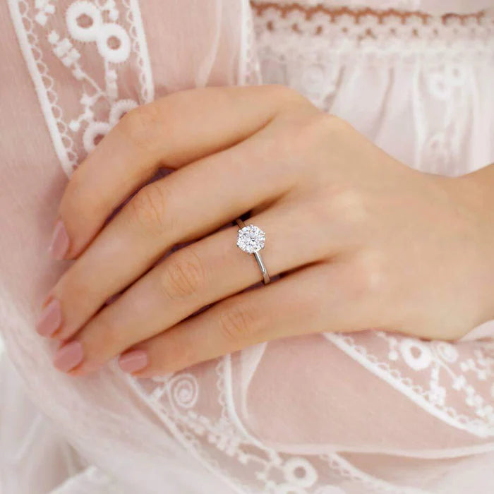 Round Lab Diamond 10k,14k,18k Gold Solitaire Ring