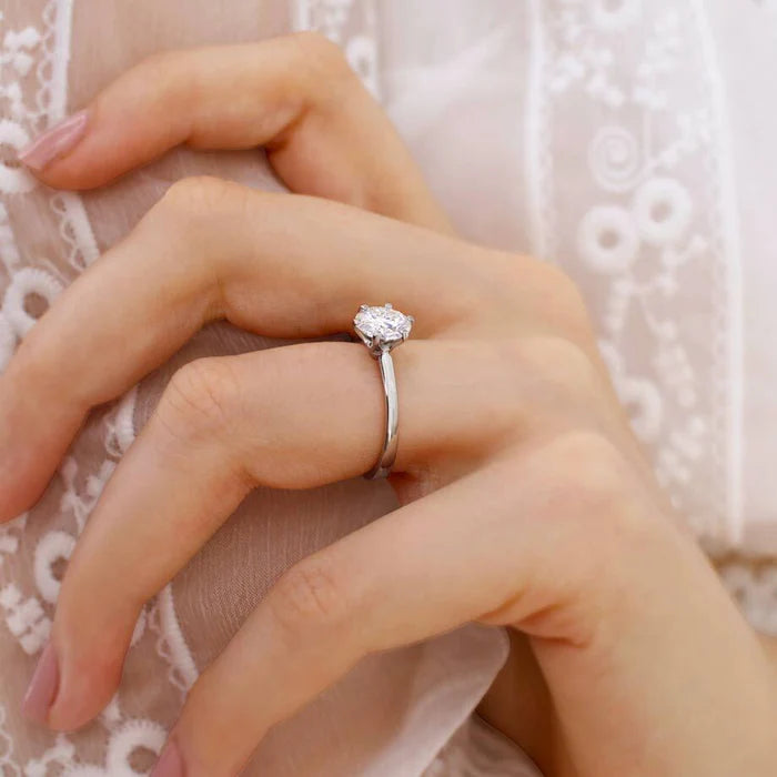 Round Lab Diamond 10k,14k,18k Gold Solitaire Ring