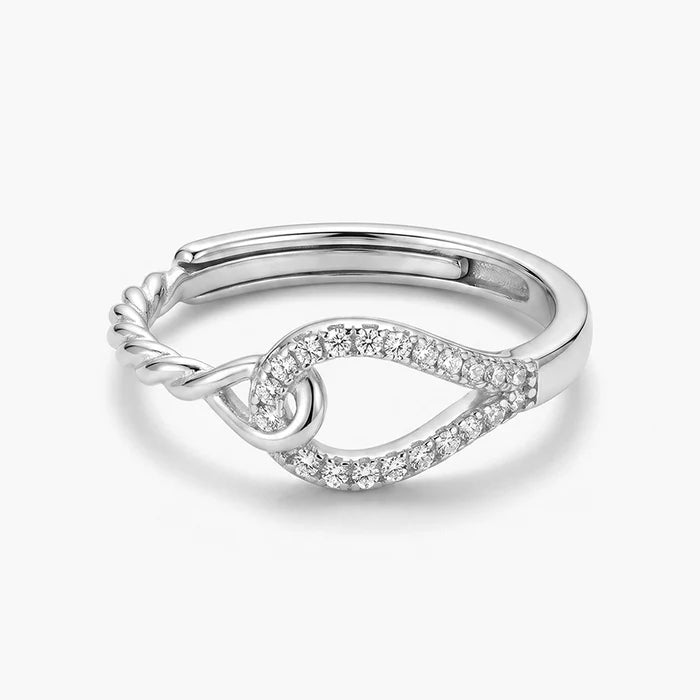 Twisted Rope &amp; Pavé Teardrop Lab Grown Diamond Ring in 925 Sterling Silver