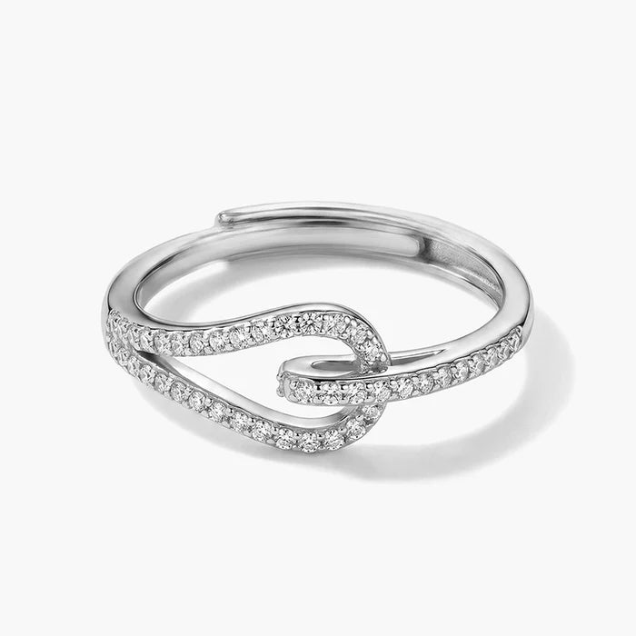 Interlocking Loop Bypass Ring with Lab Grown Diamonds in 925 Sterling Silver