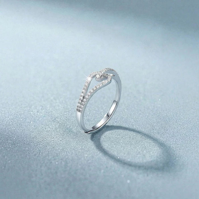 Interlocking Loop Bypass Ring with Lab Grown Diamonds in 925 Sterling Silver