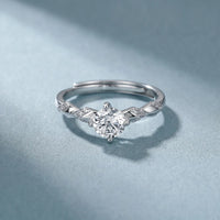 Twisted Shank Solitaire Lab Grown Diamond Ring in 925 Sterling Silver: